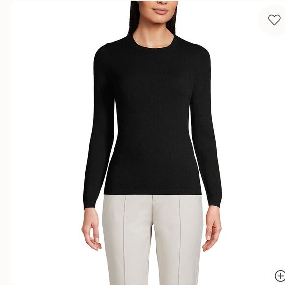 LANDS’ END Classic CASHMERE Black Women's crew neck sweater Size XS Extra Small - Picture 1 of 13